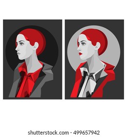 two gothic style girls with red hair on white 