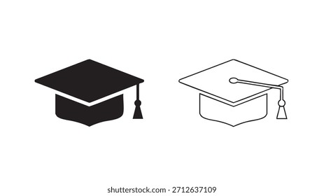 Two graduation caps with a tassel. One is black and the other is white