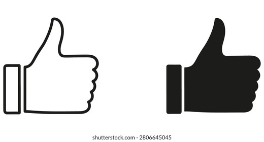 Two graphic icons of a thumb raised upwards signify agreement and affirmation. Ideal for conveying endorsement and satisfaction in digital communication.
