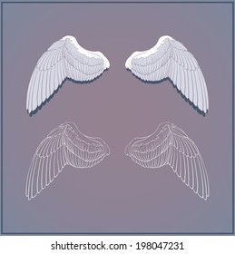 Two graphic wings. Back. Vector.