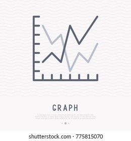 Two graphs with different growth thin line icon. Modern vector illustration of business analytics.