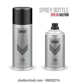 Two Gray Aerosol Spray Metal 3D Bottle Can: Paint, Graffiti, Deodorant EPS10