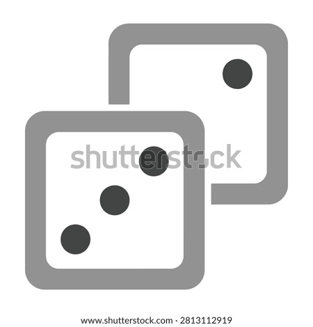 Two gray dice with black dots on a white background for gaming chance concepts and luck themes