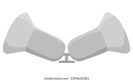 Dos altavoces grises en pie al estilo de las caricaturas aislados en blanco. Vector clipart.