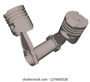 Two gray pistons on a white background.   