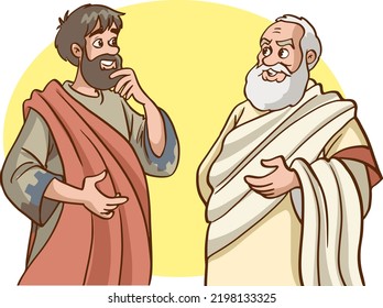 two great philosopher greek thinkers vector illustration