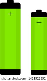 two green AA and AAA batteries