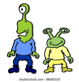 Two green aliens