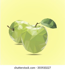 Two green apples painted -effect triangulation