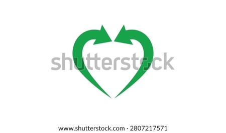 Two green arrows forming a heart shape a flat vector silhouette love affection connection relationship graphic