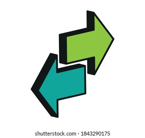 Two green arrows pointing in opposite directions