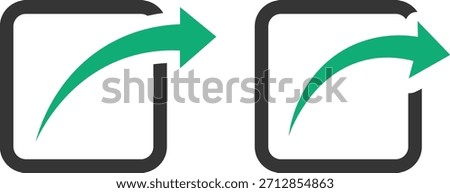 Two green arrows pointing right inside dark gray rounded square frames right arrow
