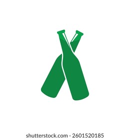 Two green beer bottles crossed for St. Patrick's Day celebration