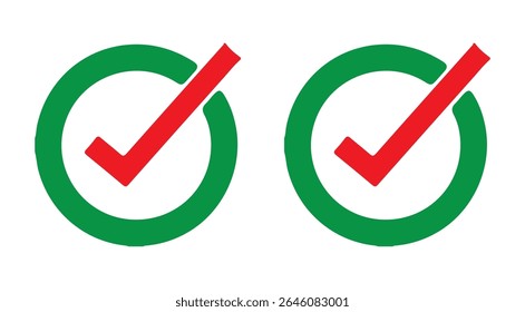 Two Green Boxes with Red Tick Marks.icon vector illustration eps 10