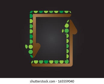 Two green and brown dots arrows, background