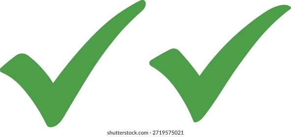 Dos marcas de verificación verdes en un símbolo de fondo blanco correcto