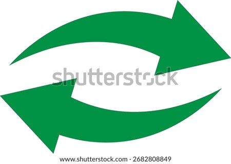 Two green curved arrows pointing in opposite directions, forming a circular loop.