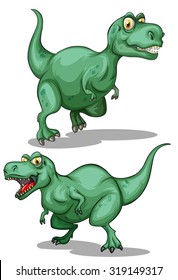 Two green dinosaurs on white illustration