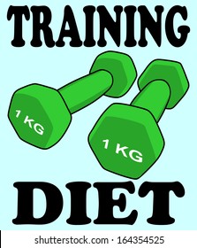 Two green dumbbell isolated on white background, vector illustration 