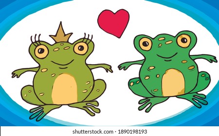 two green frogs in love