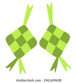 two green ketupat vector illustrations