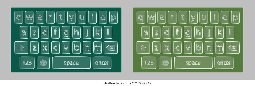Dos diseños de teclado verde con diferentes tonos y teclas de escritura