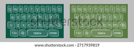 Two Green Keyboard Layouts with Different Shades and Keys typing