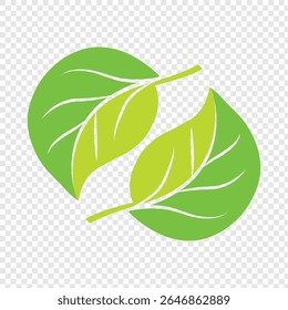 Two green leaf icon isolated on transparent background.