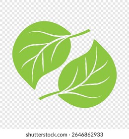 Two green leaf icon isolated on transparent background.