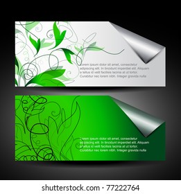 two green leaf style banner with space for your text