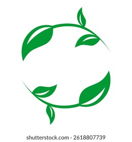 duas folhas verdes com um ramo em forma de círculo sobre um fundo branco. logotipo eco. logotipo folha