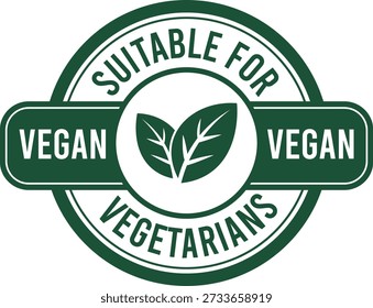  with two green leaves at its center, designed to certify and indicate that a product is appropriate for both vegan and vegetarian diets, emphasizing ethical and plant-based food choices for consumers seeking healthy and sustainable options.