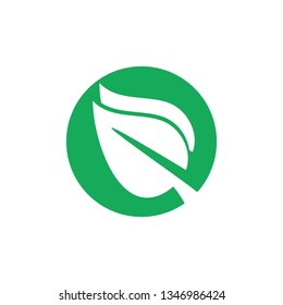 
two green leaves in a circle