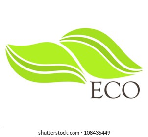 Two green leaves - ecological concept. Vector illustration