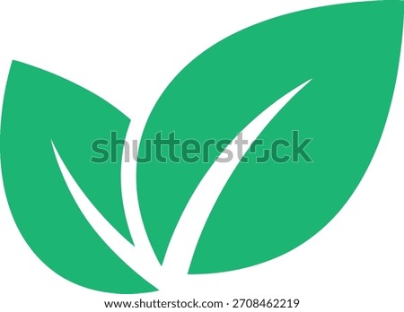 Two Green Leaves Illustration Representing Growth and Environmental Sustainability Concept