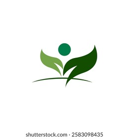 two green leaves and one circle