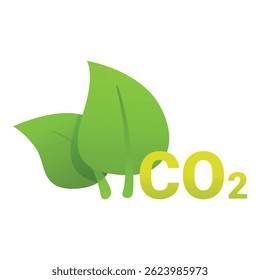 Two green leaves reducing co2 emissions for a clean environment