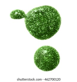 Two green metallic glitter paint blobs for your design background. Vector EPS-10 file, transparency used. 