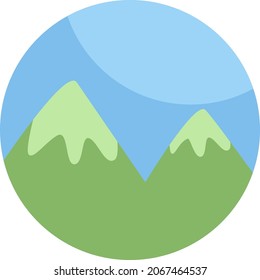 Two green mountains, illustration, vector, on a white background.