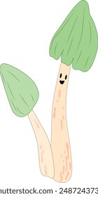 Two green mushrooms, emotions, fantasy characters for children