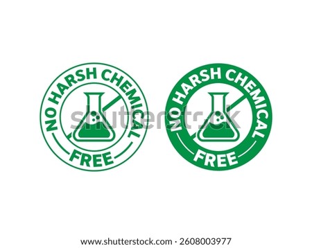 Two green no harsh chemical free symbols side by side on display