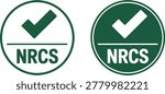 Two green NRCS approval badge icons with check marks isolated on a white background