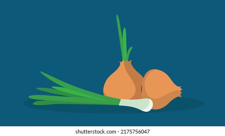 Two green onions, a bunch of onions