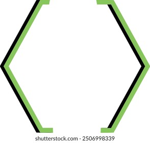 Two green outlined black angular brackets symbolizing coding or markup language. Perfect for technology or web design concepts.