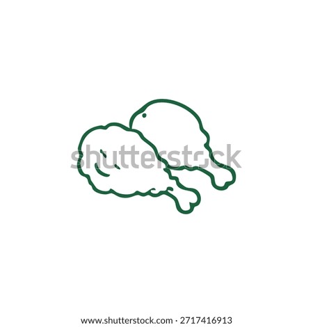 Two green outlined chicken drumsticks on a white background, angled slightly