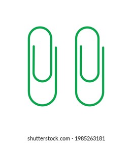 two green paper clip icon vector illustration