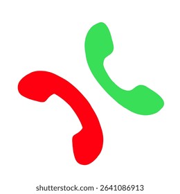 two green and red phone icons without background