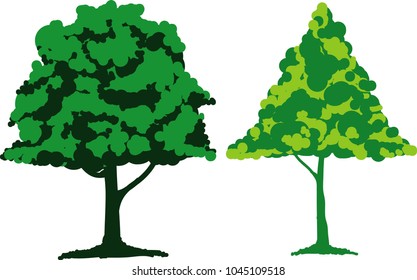 
Two green tree vectors.