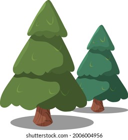 two green trees next to each other on a transparent background