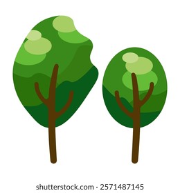 two green trees, vector illustration